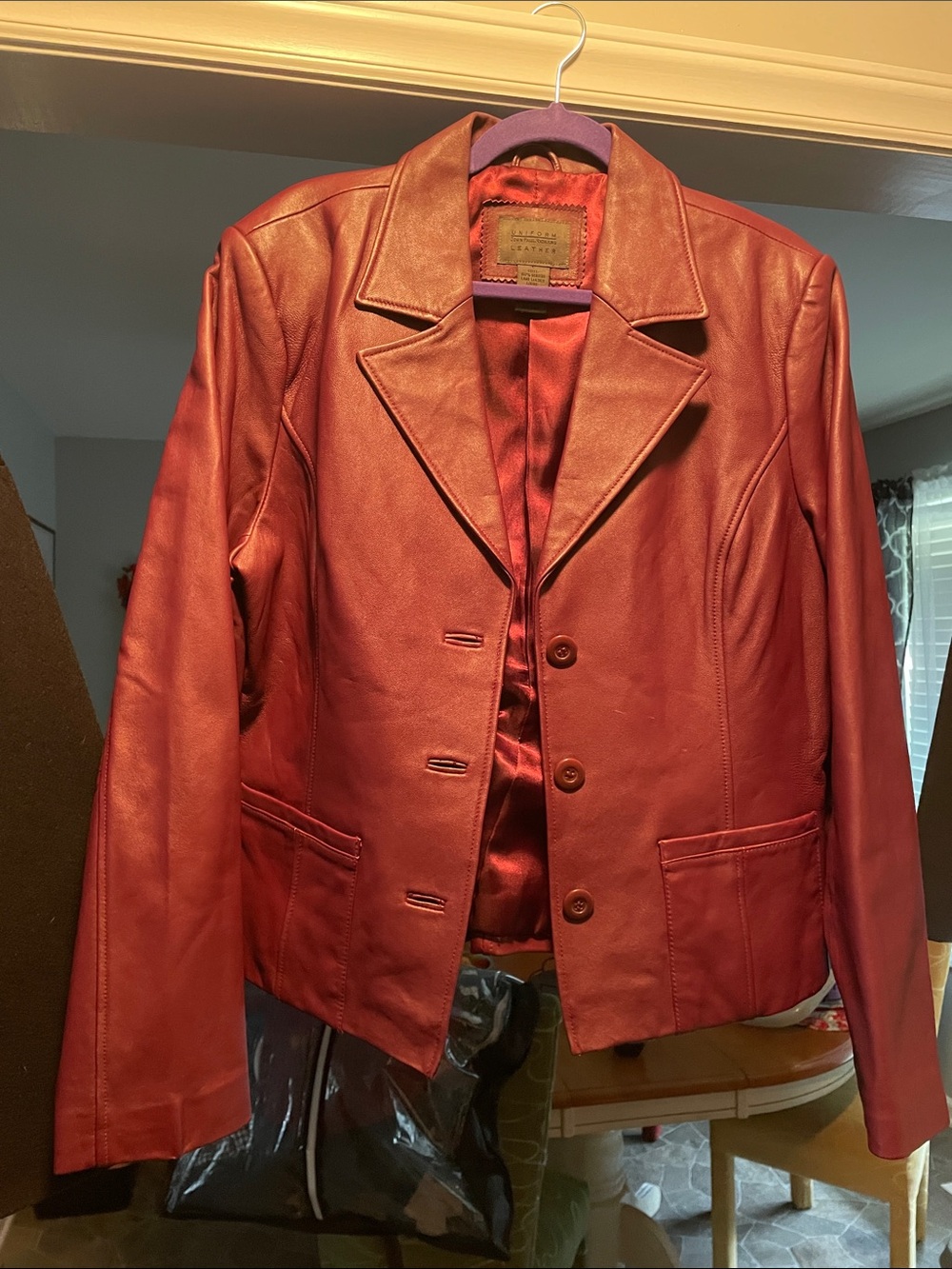 JohnPaulRichard Red Leather Blazer Jacket